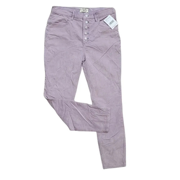 Free People Women's Sun Chaser Corduroy Skinny Ankle Jeans In Frosted Lilac - Picture 3 of 11